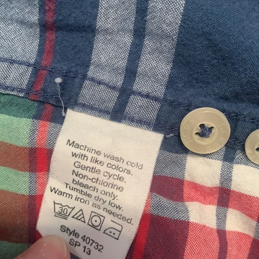 J. Crew Tailored Summer Plaid Button Down Shirt Red/Green/Blue/White Men’s S